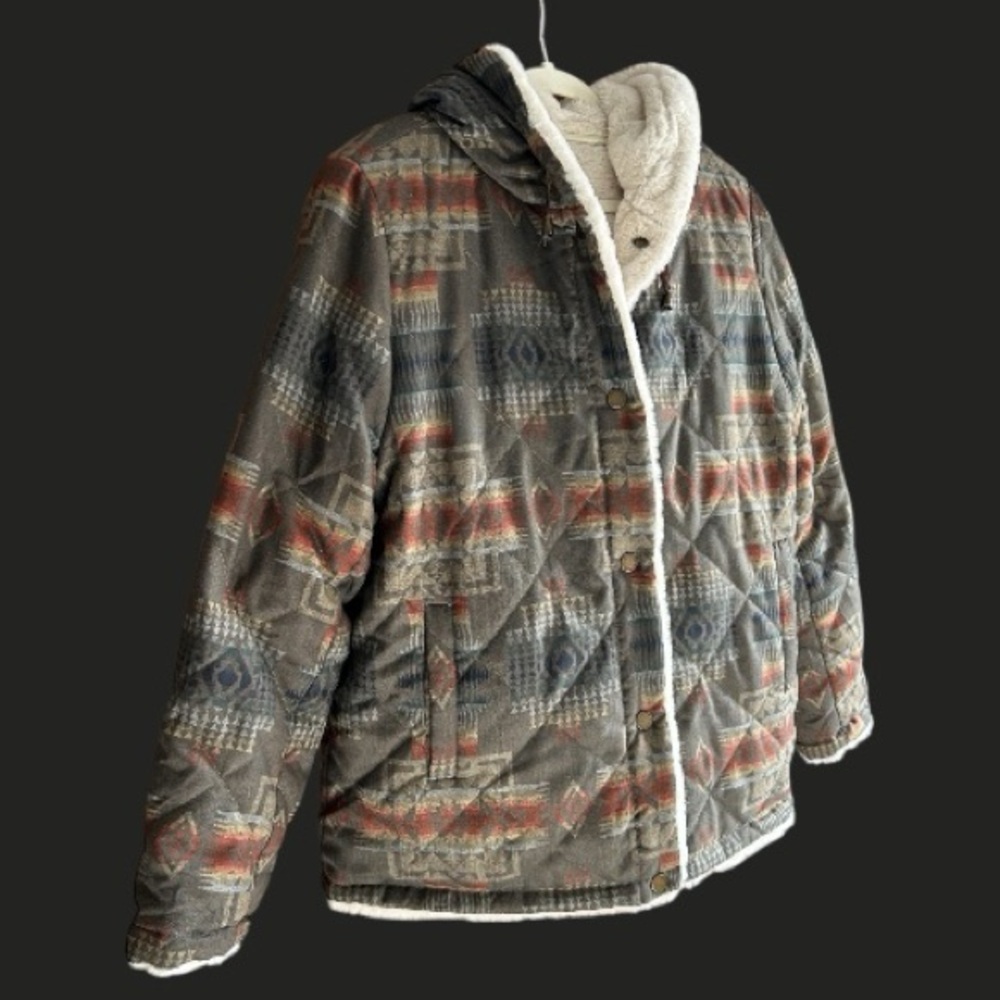 PENDLETON Reversible Fur Lined Coat Southwestern … - image 3